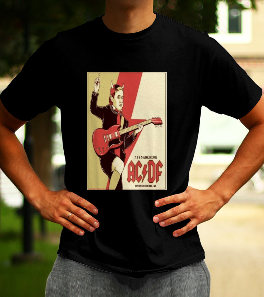 AC DF Distrito Federal MX Abril 2026 7 11 15 Rock Concert Red Guitar And Devil Horns T-Shirt