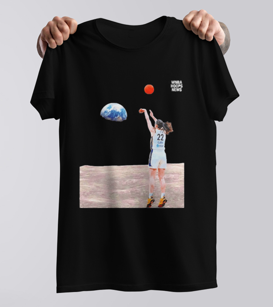 Caitlin Clark Indiana Fever WNBA Shooting Basketball On Lunar Surface T-Shirt