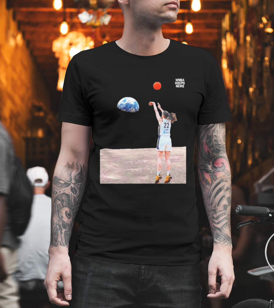 Caitlin Clark Indiana Fever WNBA Shooting Basketball On Lunar Surface T-Shirt