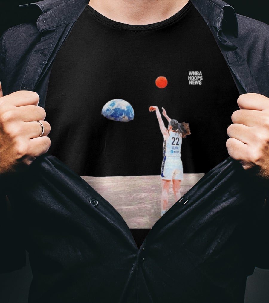 Caitlin Clark Indiana Fever WNBA Shooting Basketball On Lunar Surface T-Shirt
