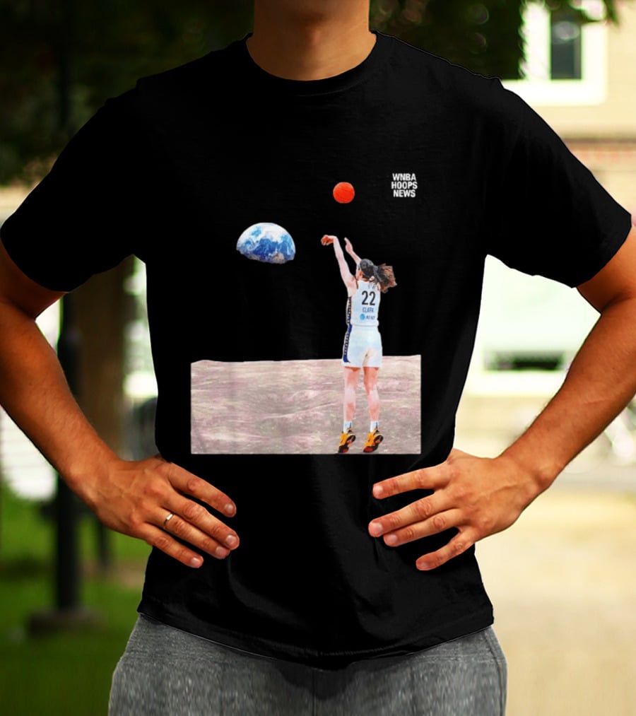 Caitlin Clark Indiana Fever WNBA Shooting Basketball On Lunar Surface T-Shirt