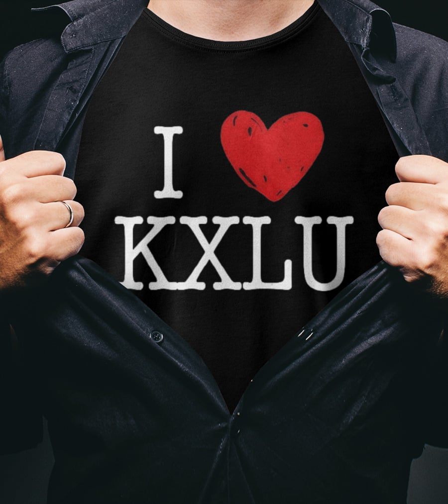 I Love KXLU Radio Station Red Heart T-Shirt