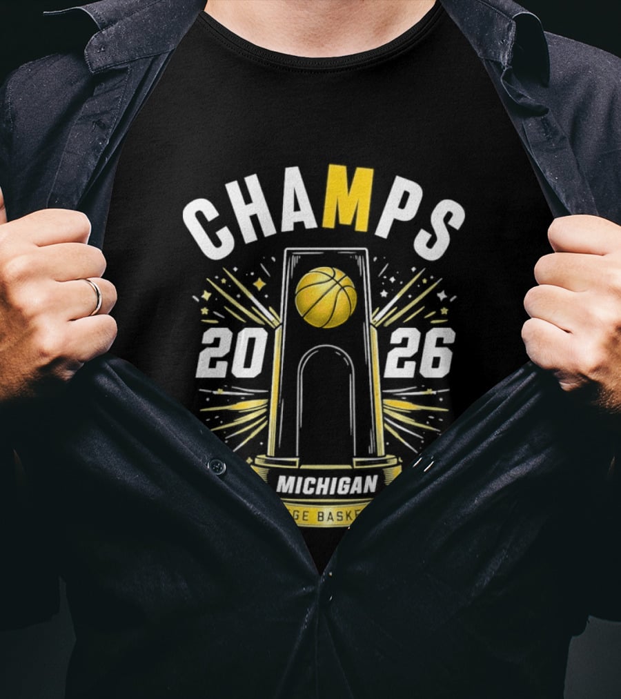 Michigan B.A.S. Champs 2026 College Basketball Victory T-Shirt