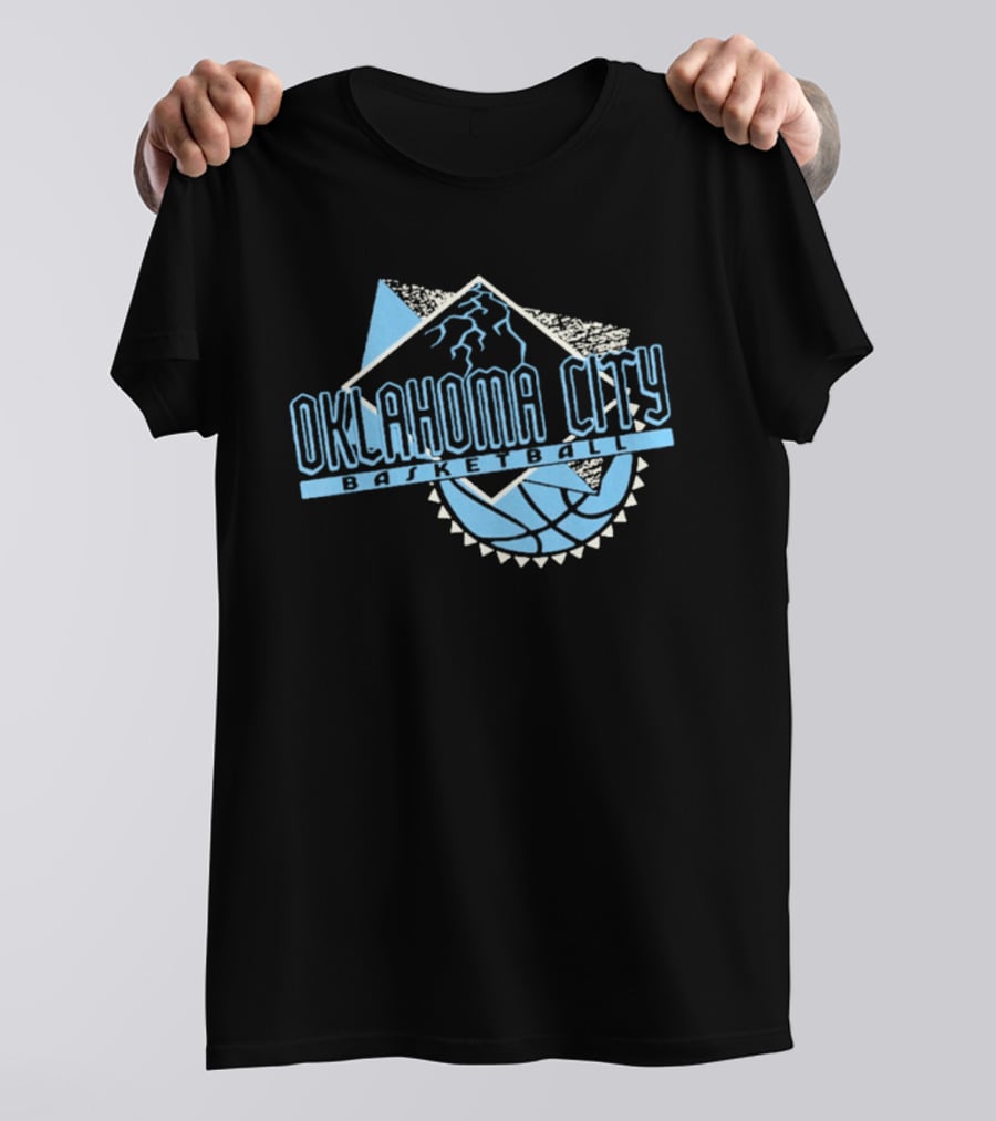 Oklahoma City Basketball Mountain And Basketball Hoop T-Shirt
