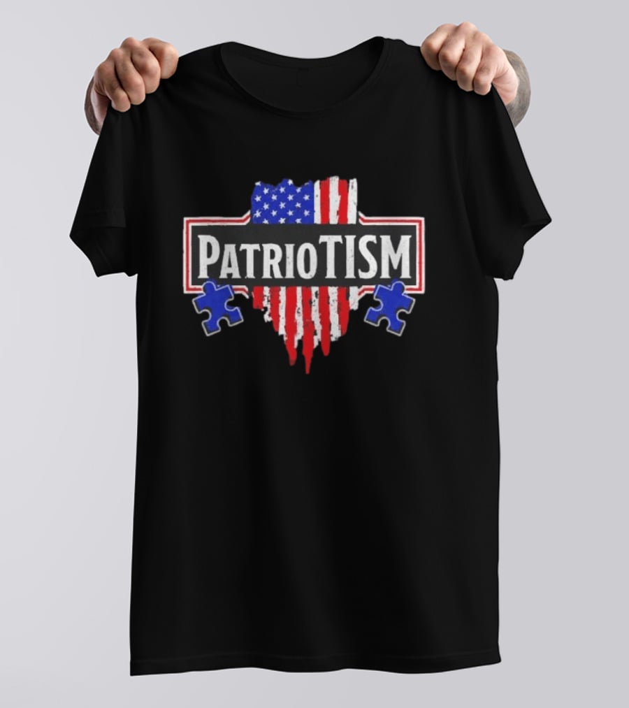 Patriotism American Flag Heart Puzzle Pieces T-Shirt