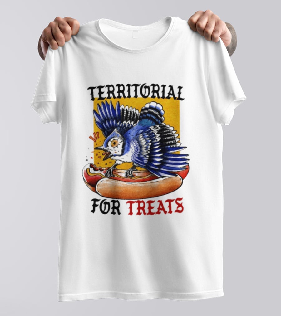 Territorial Bird With Hotdog For Treats T-Shirt