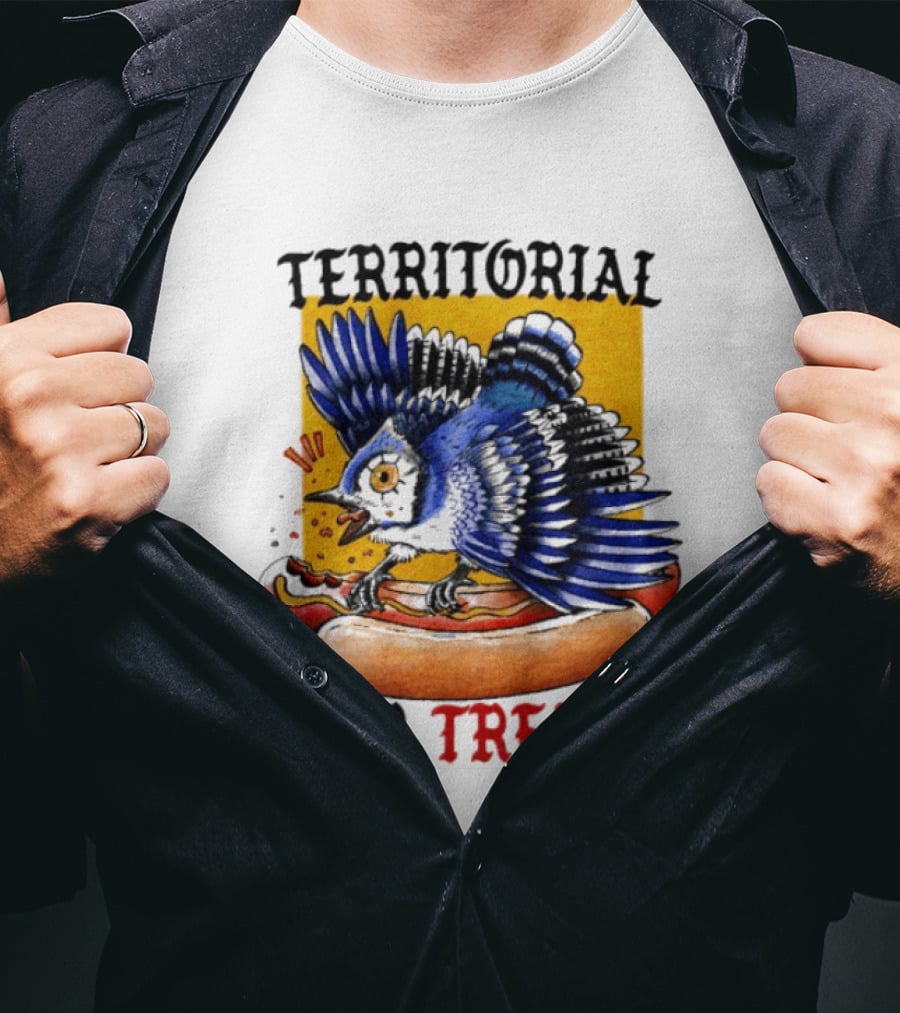 Territorial Bird With Hotdog For Treats T-Shirt