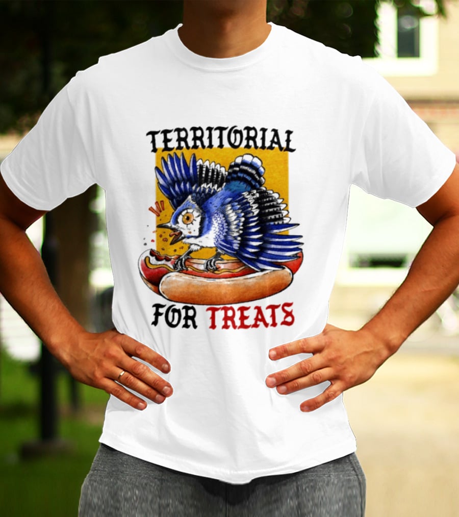 Territorial Bird With Hotdog For Treats T-Shirt