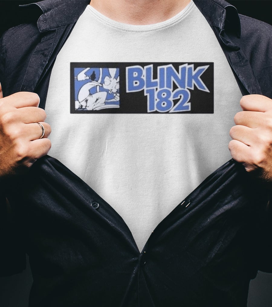 Blink 182 Limited Edition Blue White Cartoon Art 25 Box T-Shirt