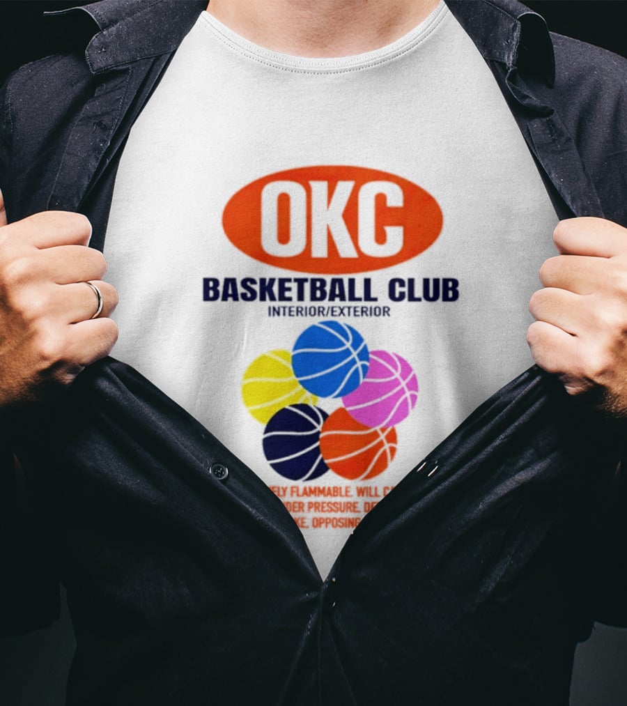 OKC Basketball Club Five Color Interior Exterior Balls T-Shirt