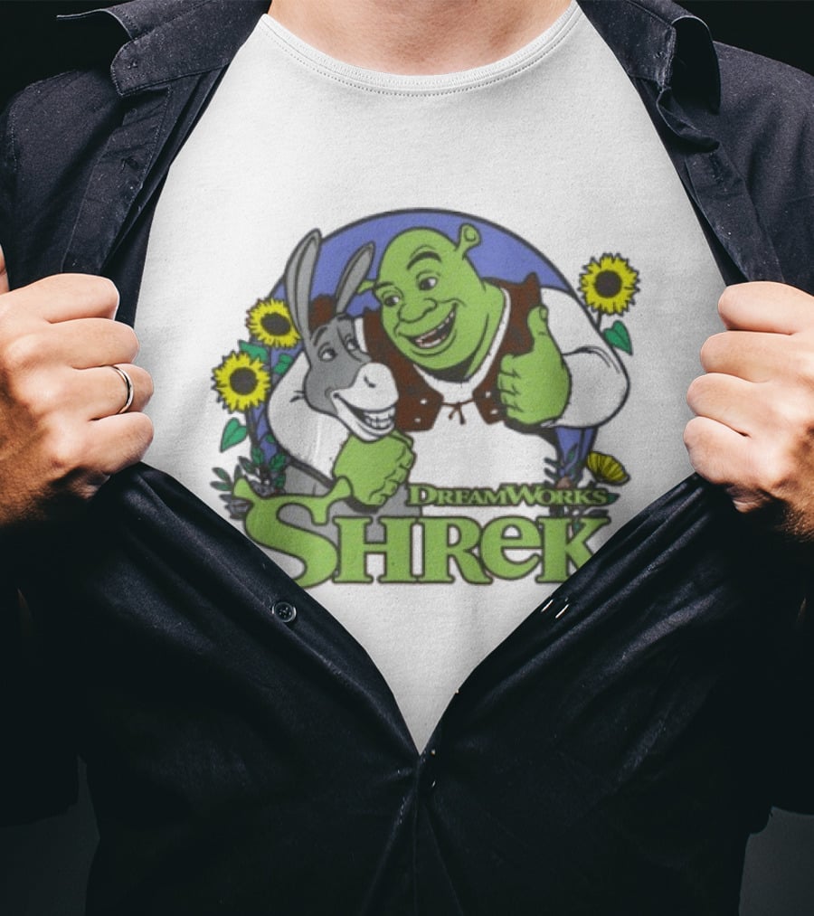Shrek Donkey Thumbs Up Sunflowers DreamWorks T-Shirt
