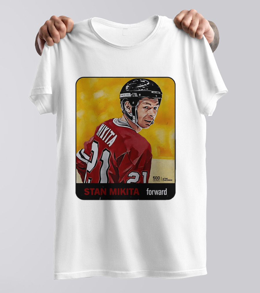 Stan Mikita Forward Chicago Blackhawks NHL Alumni Card 500 Level T-Shirt
