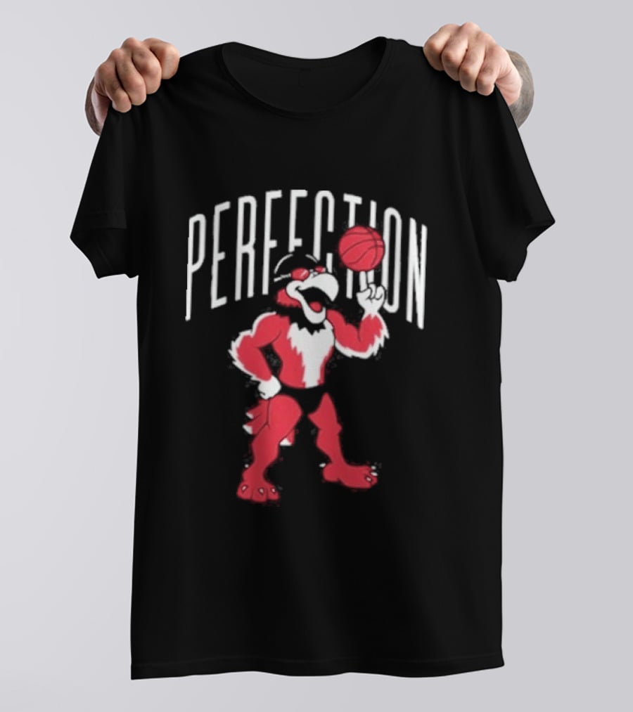 Perfection Basketball Mascot Red And White T-Shirt