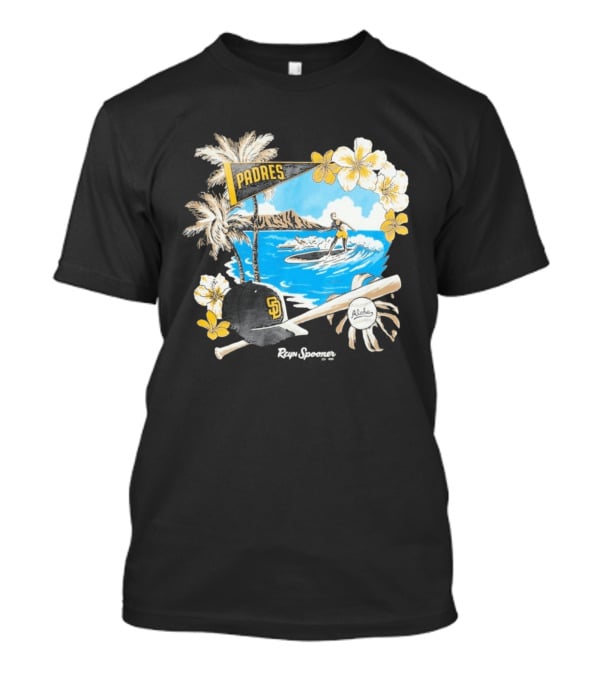 Reyn Spooner San Diego Padres Surfing Baseball Aloha Scene T-Shirt