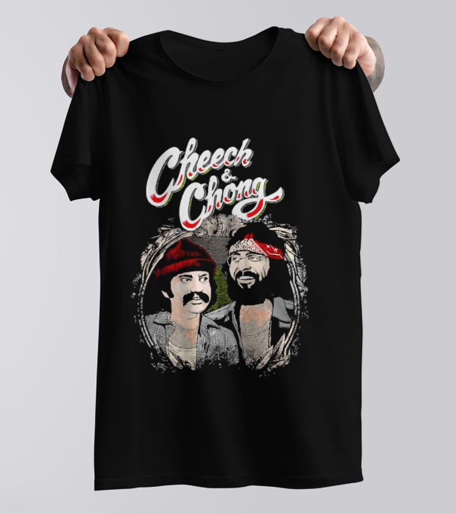 Cheech And Chong Vintage Red Bandana And Beanie Comic Duo T-Shirt