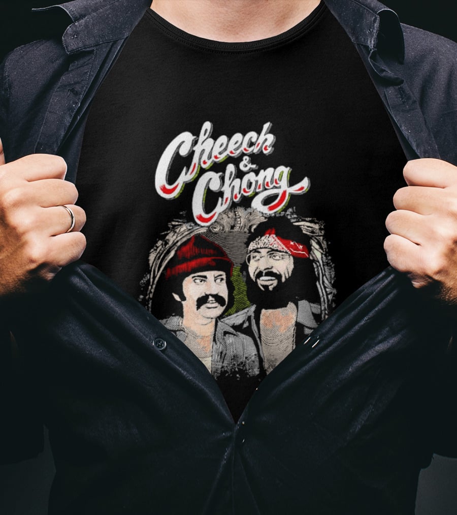 Cheech And Chong Vintage Red Bandana And Beanie Comic Duo T-Shirt