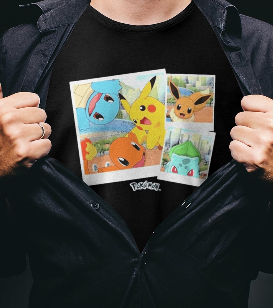 Pokemon Squirtle Pikachu Charmander Waterfront Adventure T-Shirt