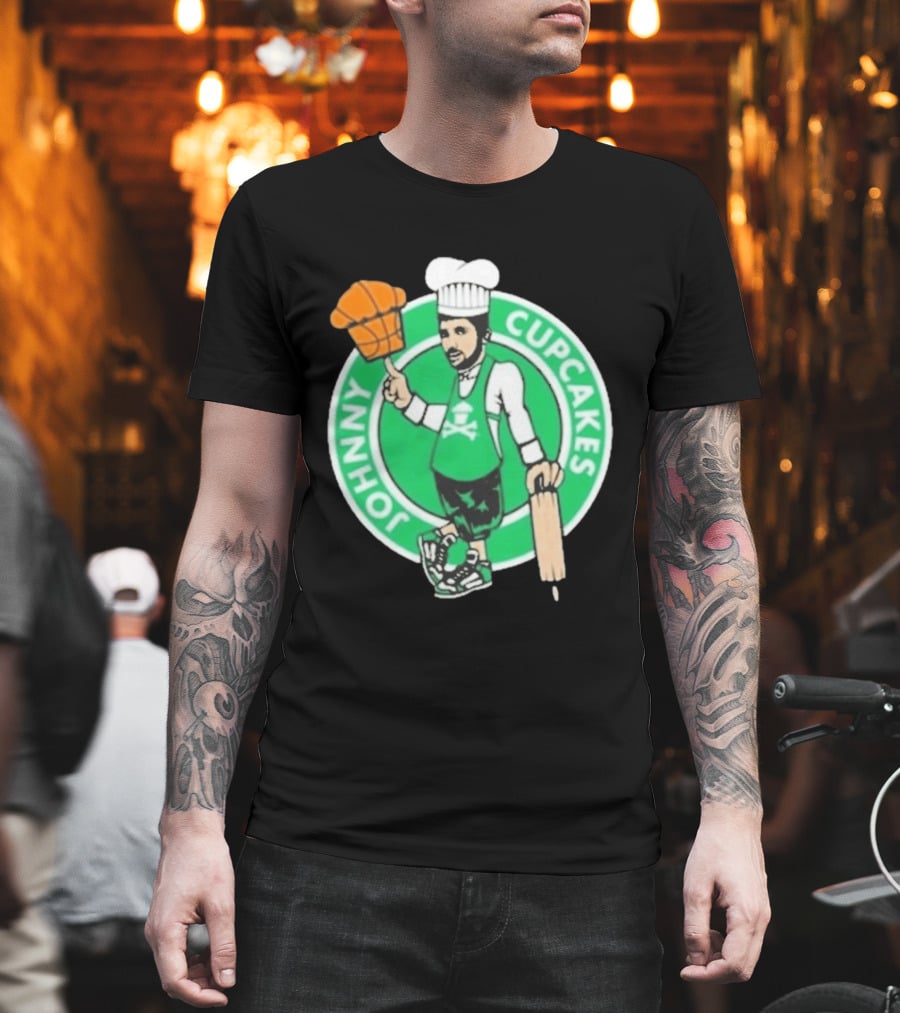Johnny Cupcakes Chef Basketball Player With Rolling Pin And Basketball Cupcake T-Shirt