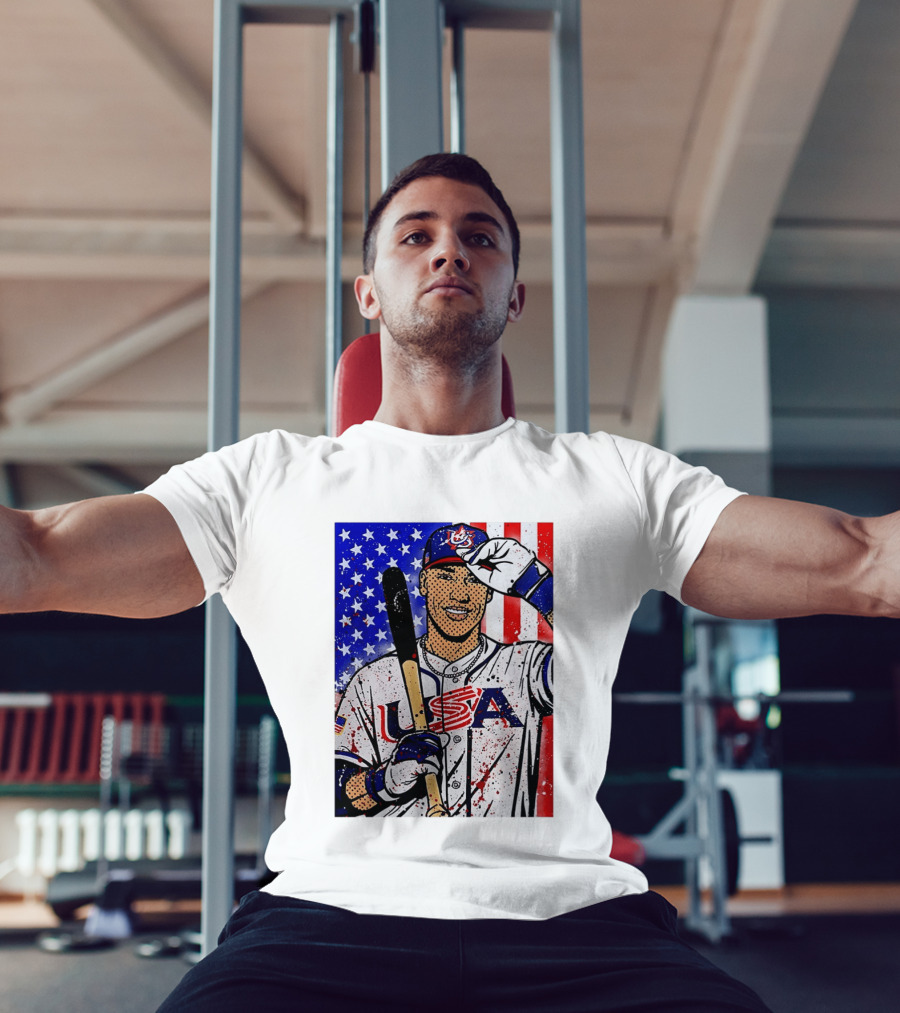 Aaron Judge USA Baseball Pop Art 2026 American Flag Stars Stripes T-Shirt
