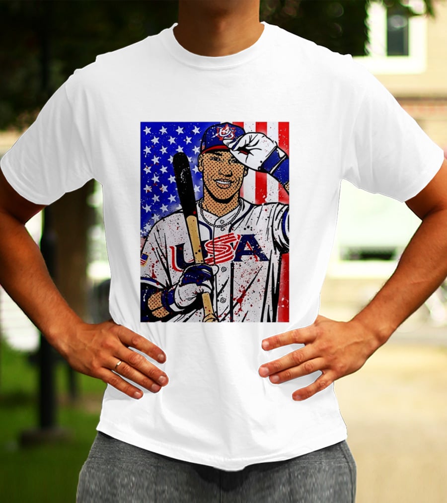 Aaron Judge USA Baseball Pop Art 2026 American Flag Stars Stripes T-Shirt