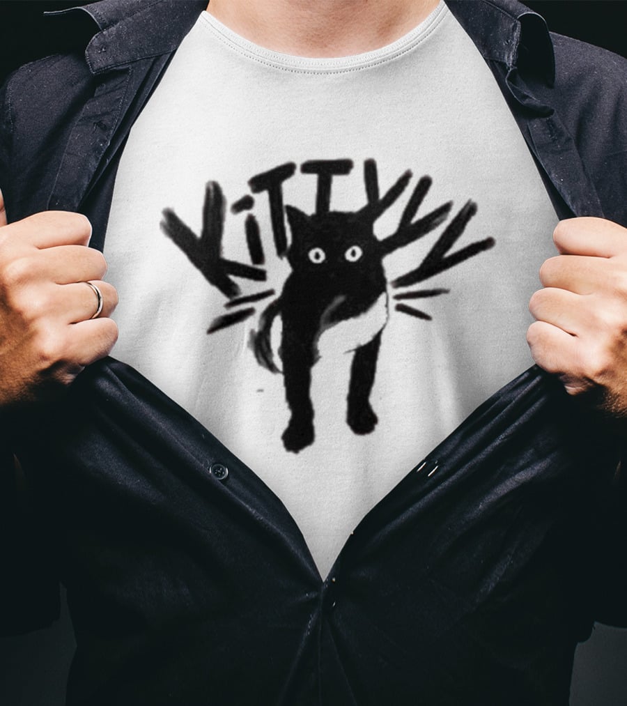 Caseoh's Kitty Cat Playful Black Silhouette With Whiskers T-Shirt