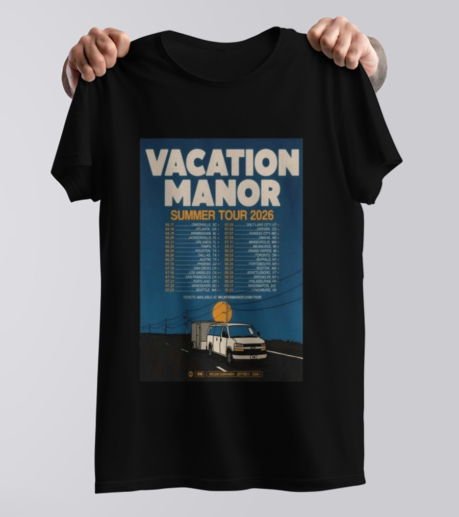 Vacation Manor Summer Tour 2026 Concert Dates And Locations T-Shirt