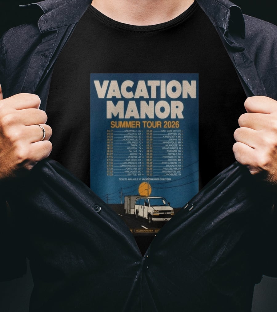 Vacation Manor Summer Tour 2026 Concert Dates And Locations T-Shirt