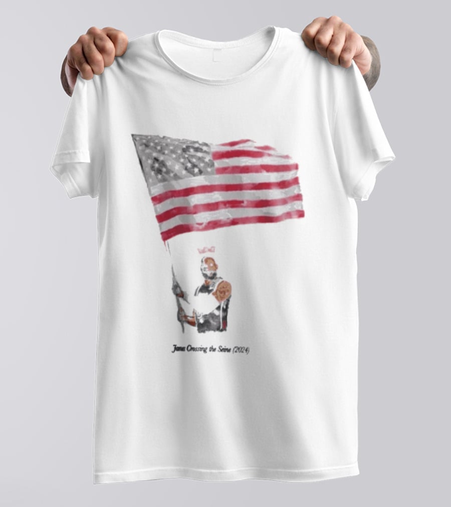 James Crossing The Seine 2024 American Flag T-Shirt