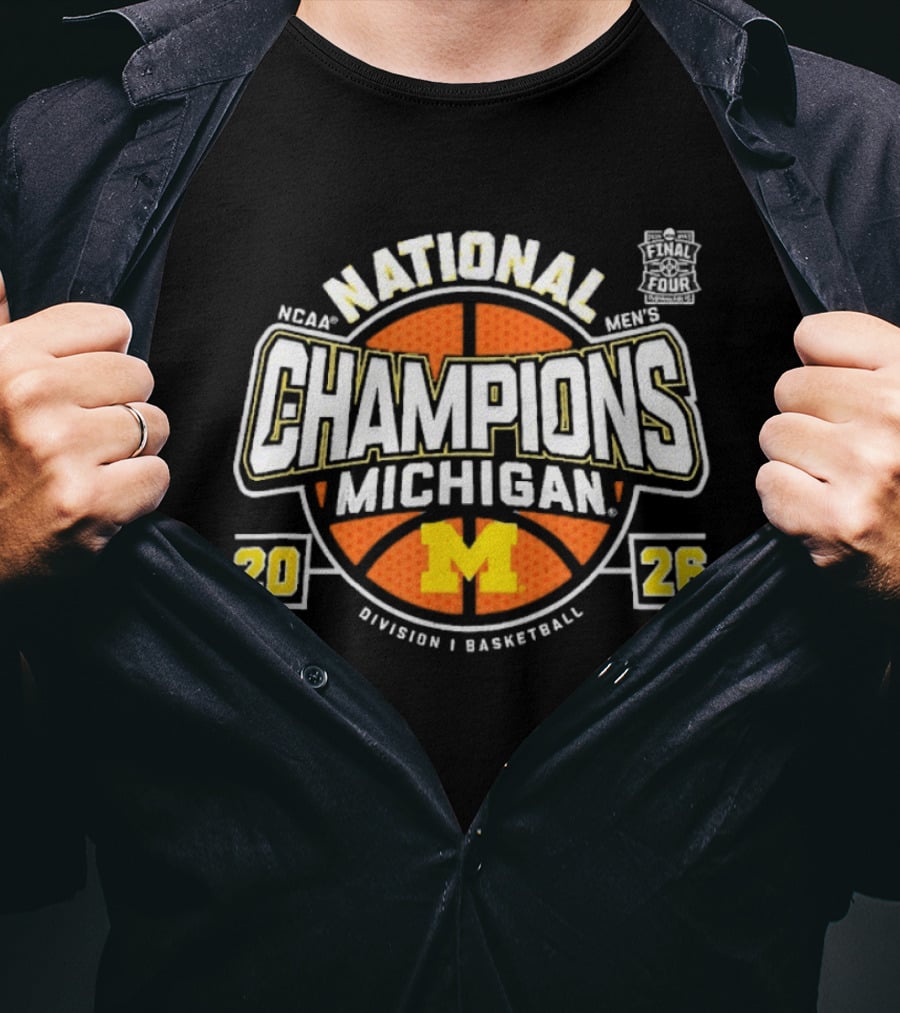 Michigan Wolverines NCAA National Champions 2026 Division I Men's Basketball T-Shirt