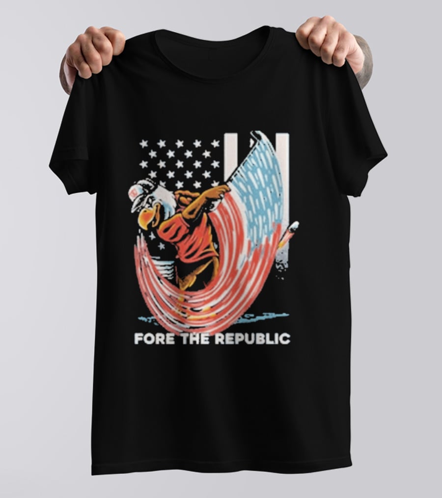 Old Row Golf American Flag Swing Fore The Republic T-Shirt
