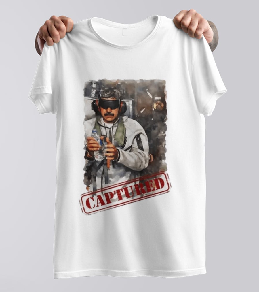 Nicolás Maduro Blindfolded Holding Water Bottle Captured Stamp T-Shirt