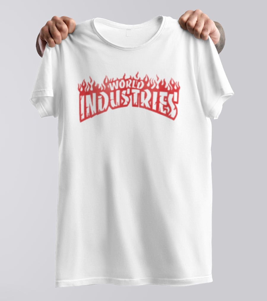 World Industries Flame Text Red T-Shirt