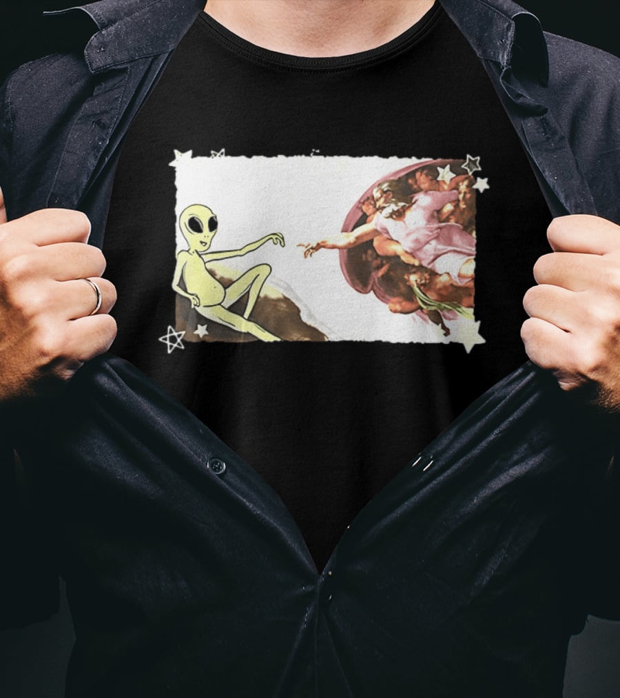 Big And Tall The Creation Of Aliens Extraterrestrial Renaissance Humor T-Shirt