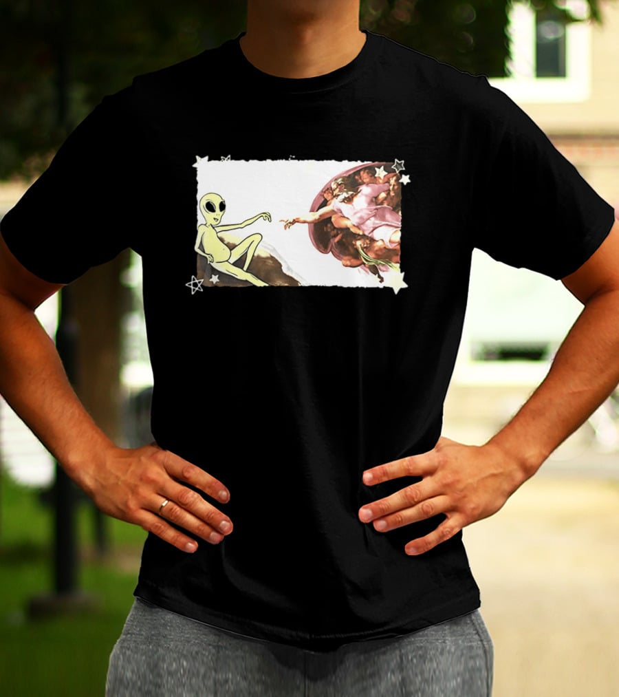 Big And Tall The Creation Of Aliens Extraterrestrial Renaissance Humor T-Shirt