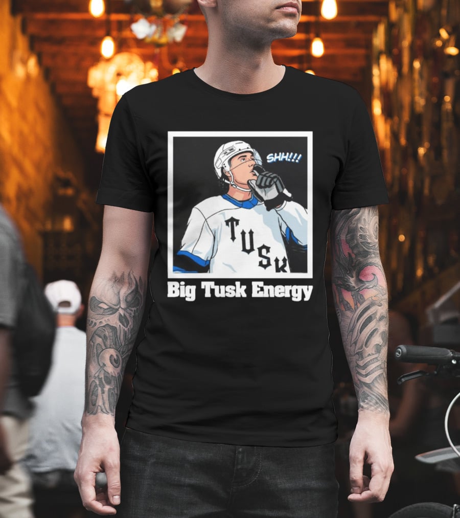 Big Tusk Energy Hockey Shhh Tusk Player White Uniform T-Shirt