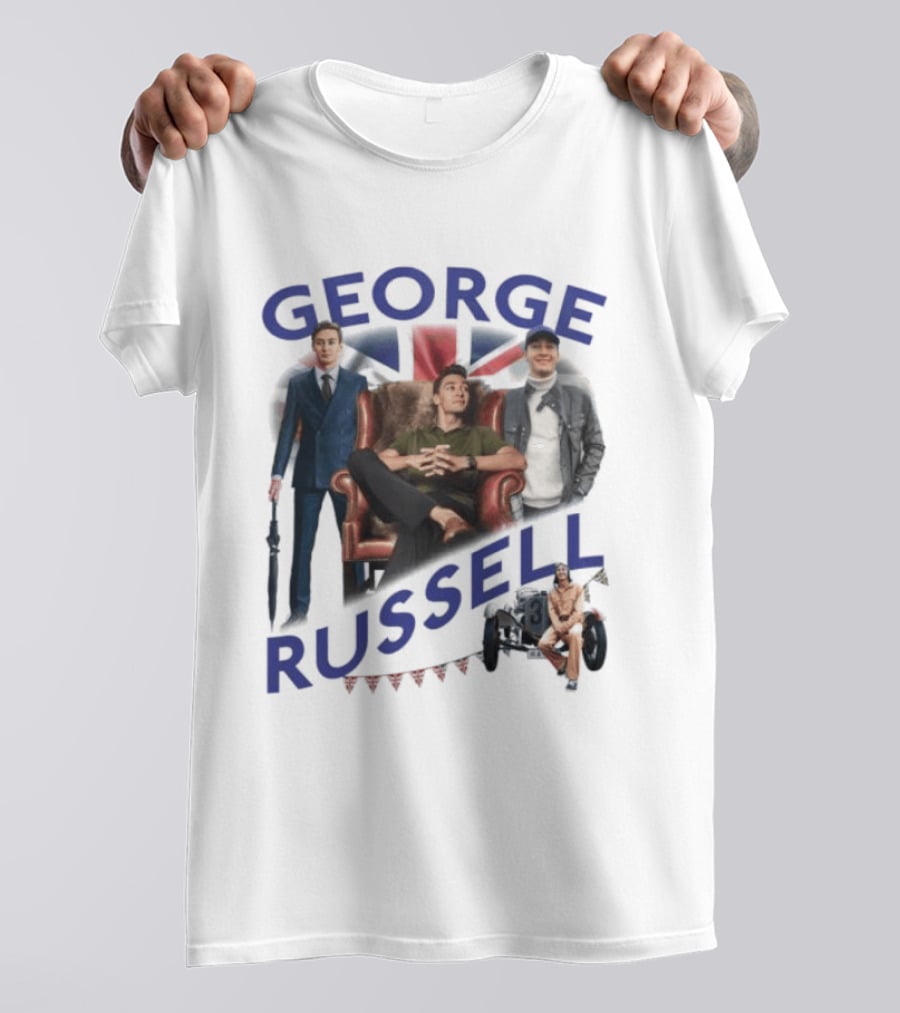 George Russell Formula 1 Driver Fashion And Lifestyle Collage T-Shirt