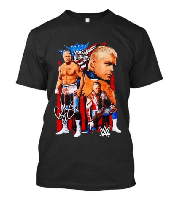 WWE Cody Rhodes American Nightmare Collage Patriotic Wrestling Iconic Signature T-Shirt