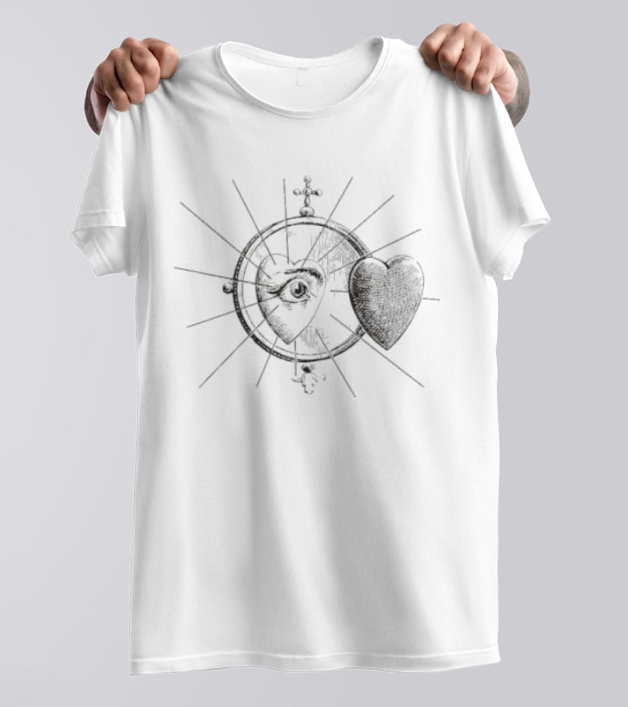 Quarles' Emblems Heart With Eye Radiating Lines T-Shirt