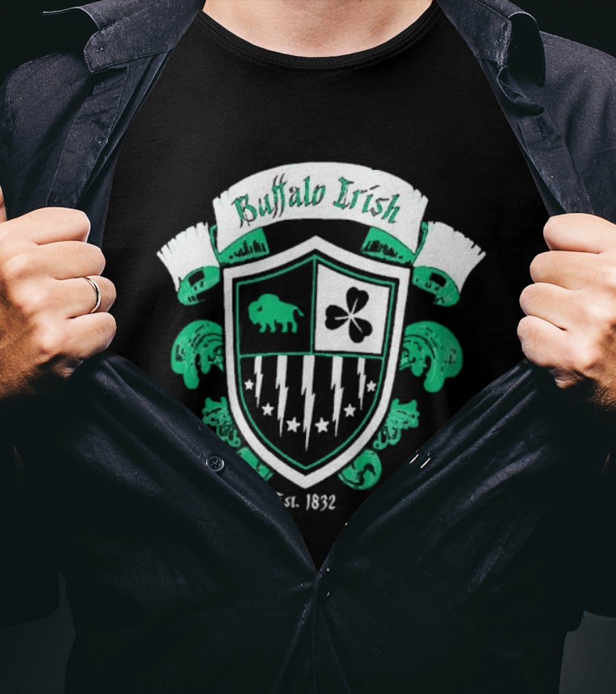 Buffalo Irish Est 1832 Shamrock And Stars St Patrick's Day Free Shipping T-Shirt