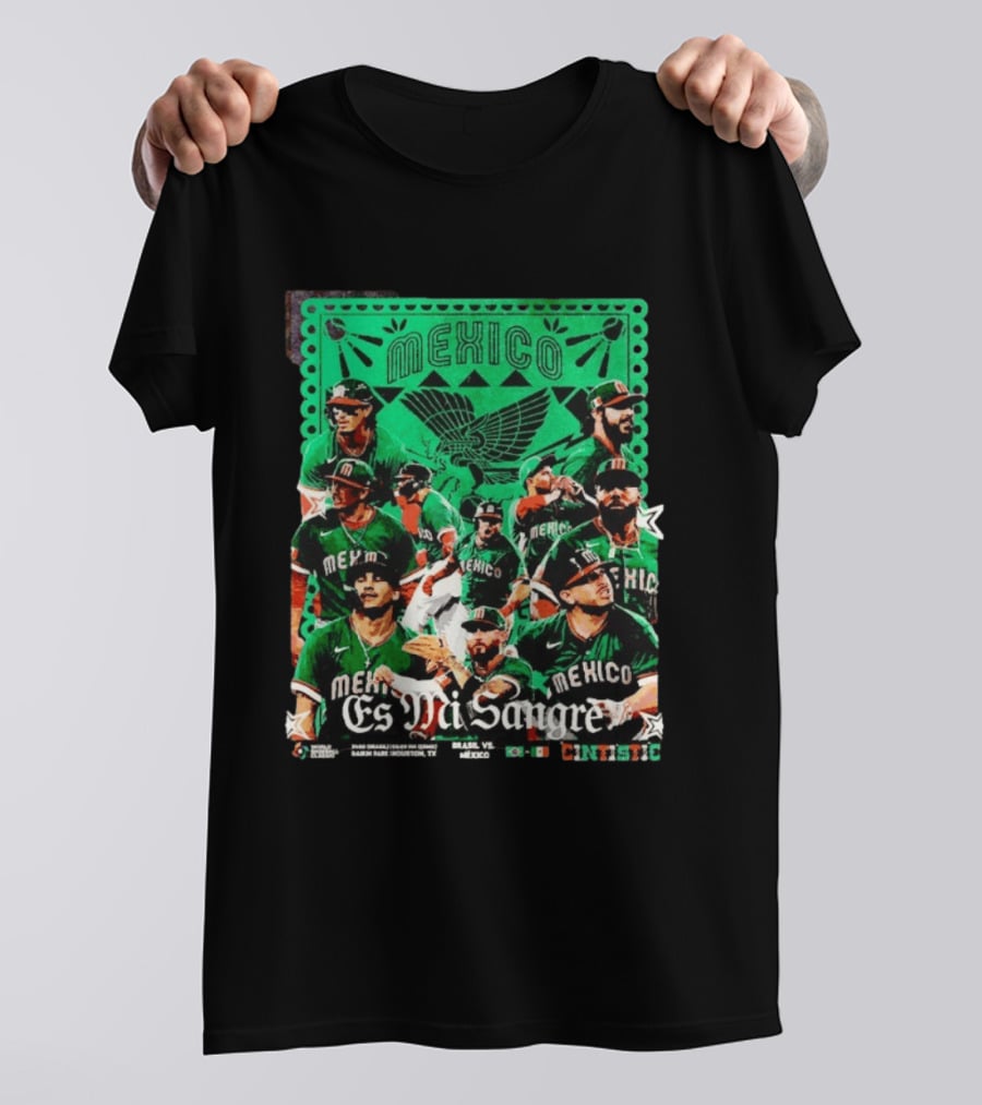 Mexico Es Mi Sangre 2026 World Baseball Classic Brasil Houston Baseball Players T-Shirt