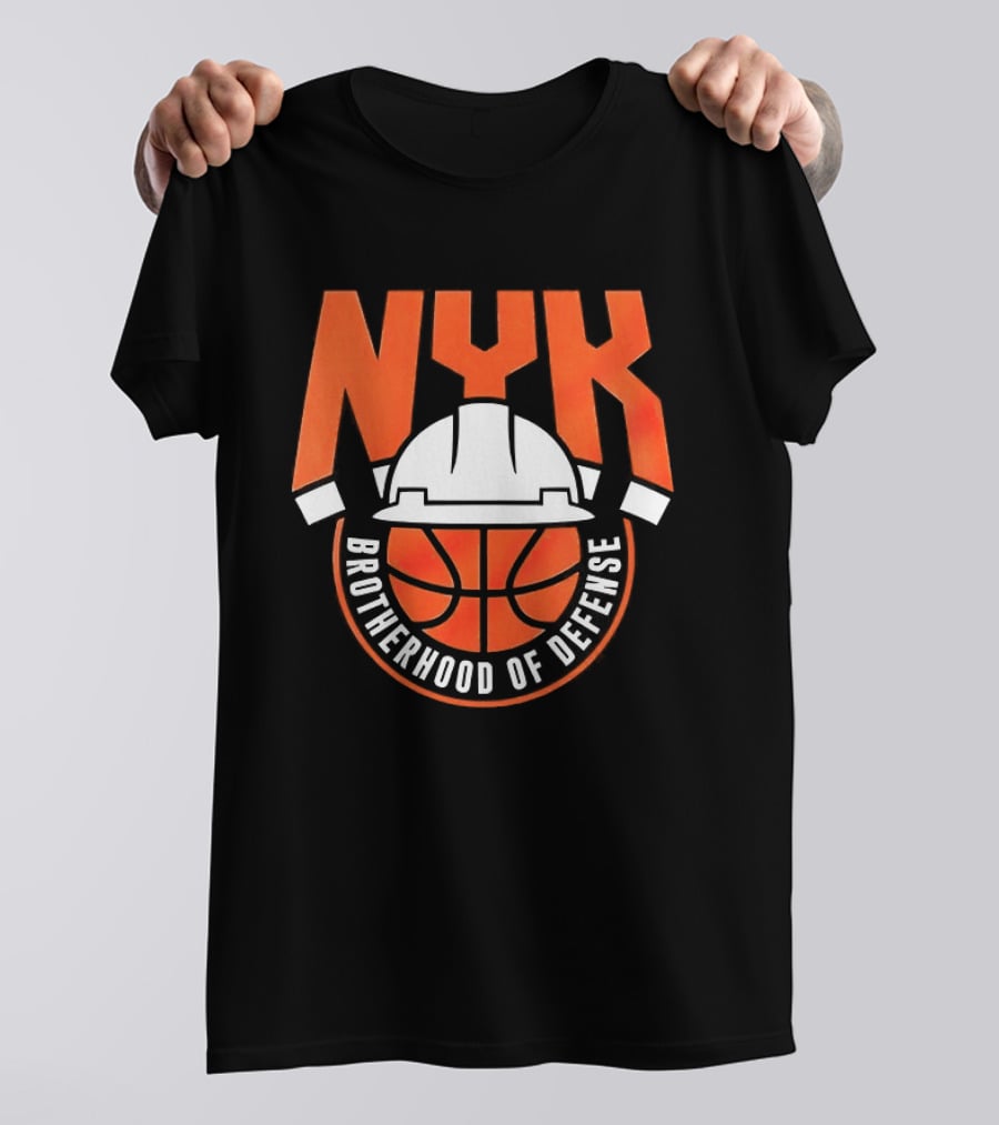 NYK Brotherhood Of Defense Hard Hat Basketball New York Knicks T-Shirt