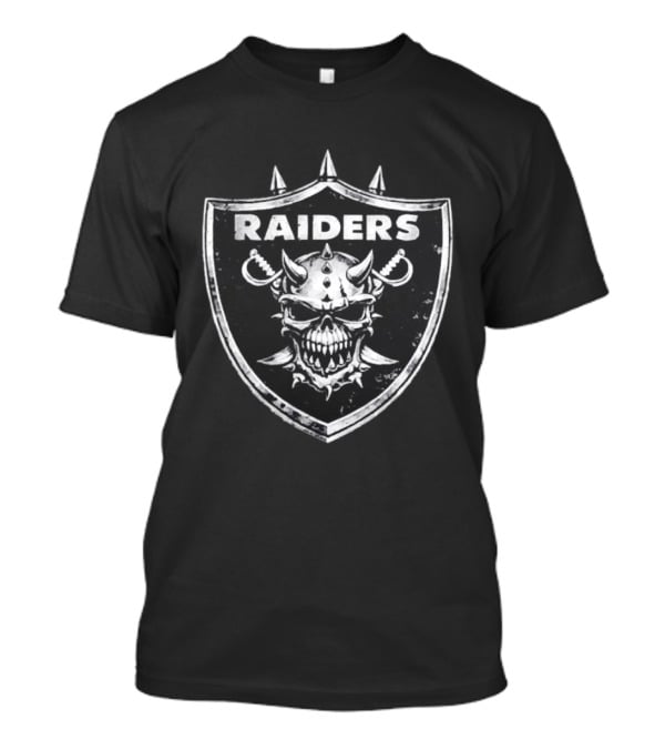 Las Vegas Raiders Skull Shield Emblem With Swords And Spikes T-Shirt