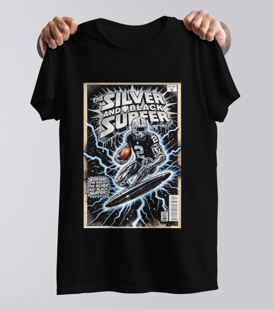 Las Vegas Raiders The Silver And Black Surfer Year Two Comic Edition T-Shirt