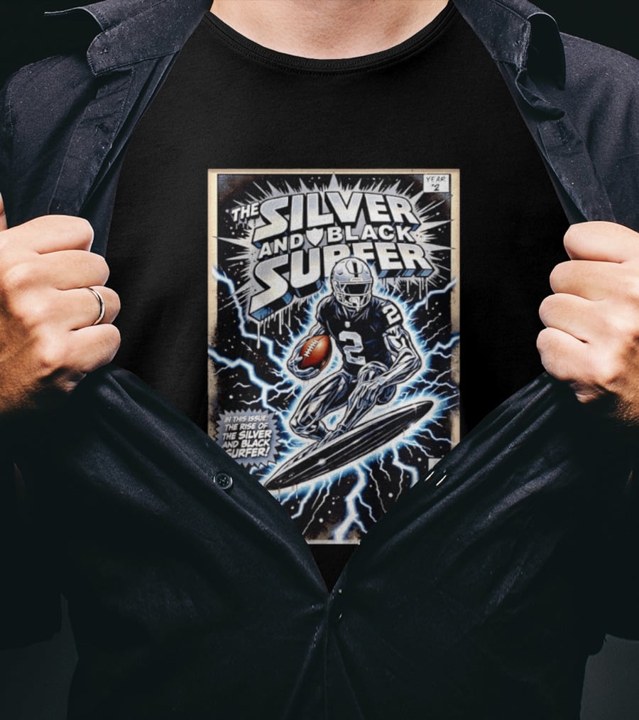 Las Vegas Raiders The Silver And Black Surfer Year Two Comic Edition T-Shirt