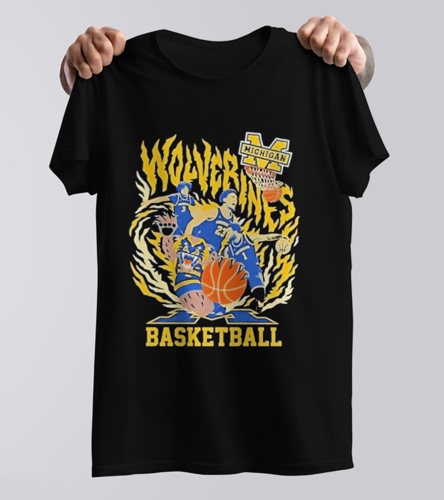 Michigan Wolverines NCAA Final Four 2026 Basketball Players Bear T-Shirt
