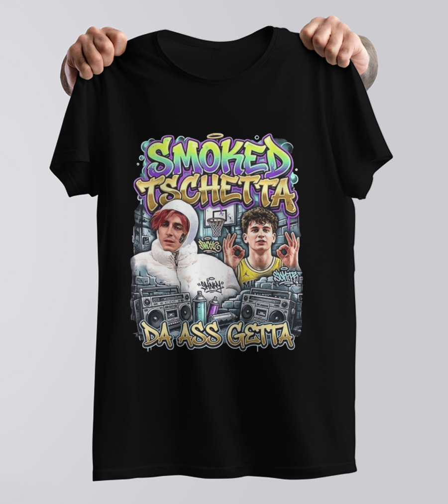 Smoked Tschetta Da Ass Getta Basketball Street Art Boomboxes T-Shirt