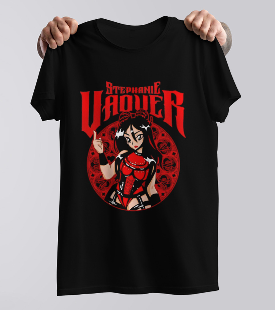 Stephanie Vaquer WWE Anime Style Character Art Red Lettering T-Shirt