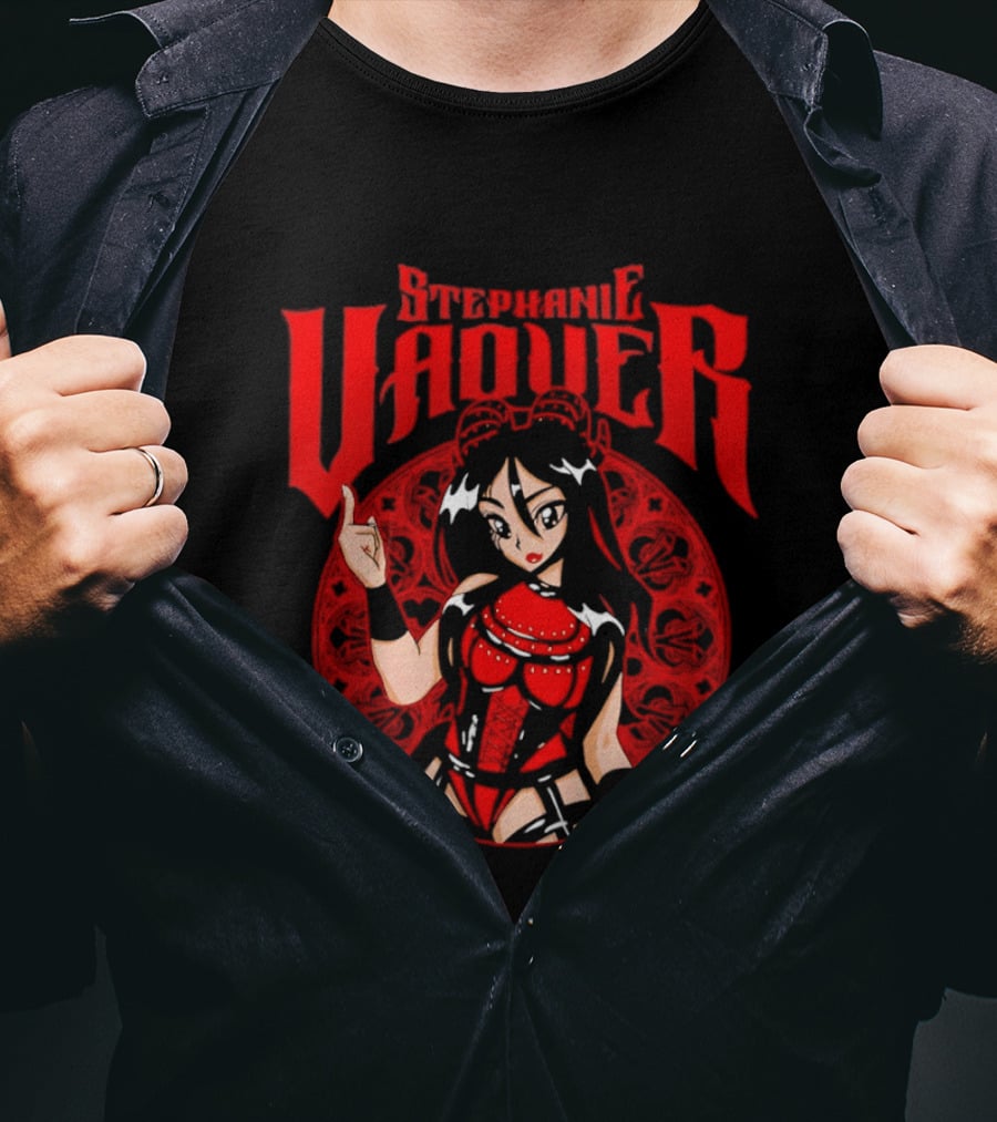 Stephanie Vaquer WWE Anime Style Character Art Red Lettering T-Shirt