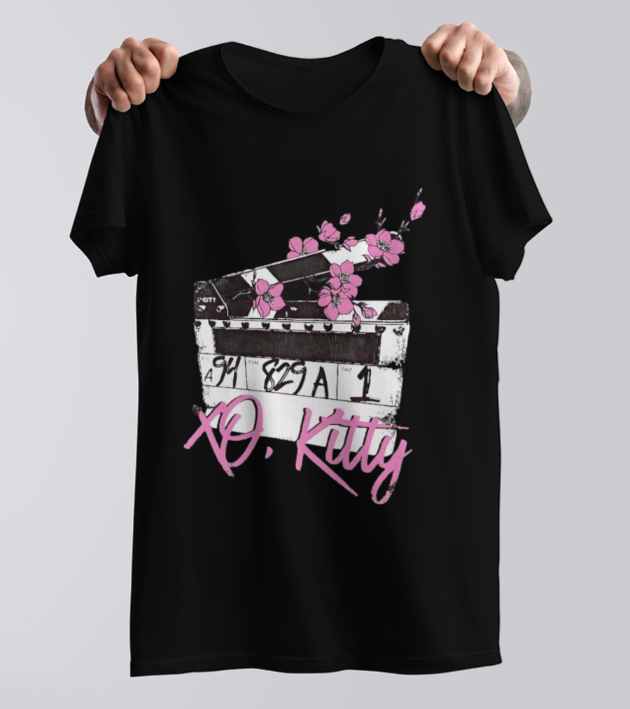 XO Kitty Film Clapperboard With Pink Flowers T-Shirt