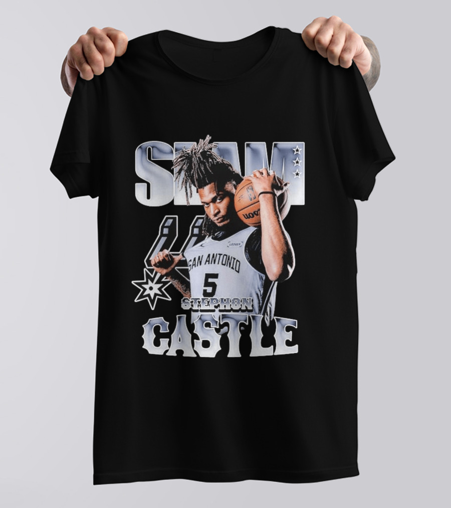San Antonio Spurs Stephon Castle Slam Basketball T-Shirt